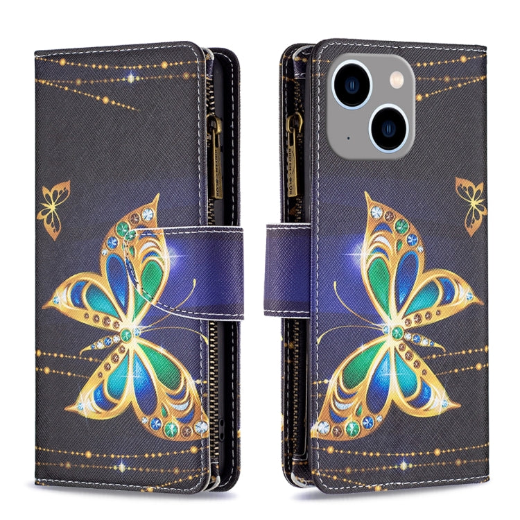 Colored Drawing Pattern Zipper Phone Leather Case, For iPhone 15 Pro Max, For iPhone 15 Pro