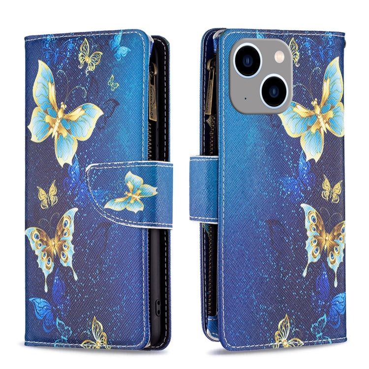Colored Drawing Pattern Zipper Phone Leather Case, For iPhone 15 Pro Max, For iPhone 15 Pro