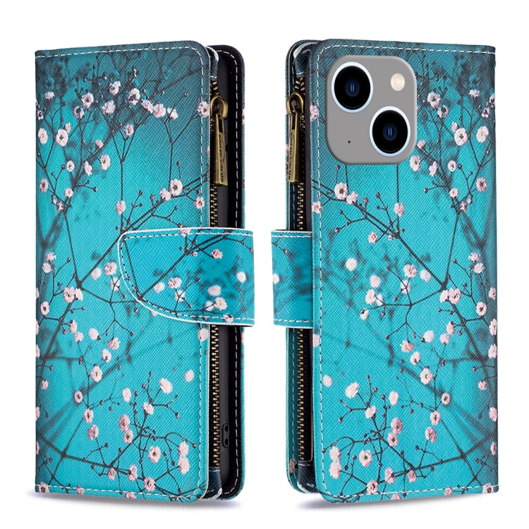 Colored Drawing Pattern Zipper Phone Leather Case, For iPhone 15 Pro Max, For iPhone 15 Pro