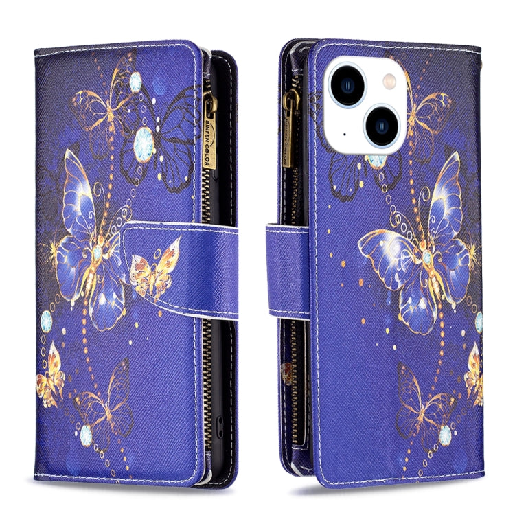 Colored Drawing Pattern Zipper Phone Leather Case, For iPhone 15 Pro Max, For iPhone 15 Pro