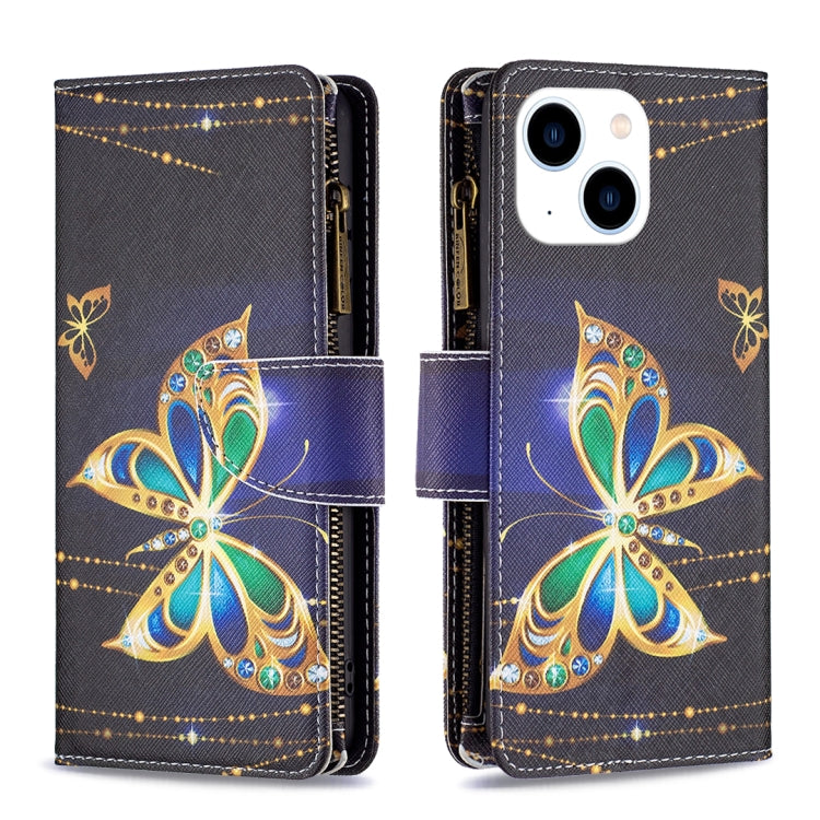 Colored Drawing Pattern Zipper Phone Leather Case, For iPhone 15 Pro Max, For iPhone 15 Pro
