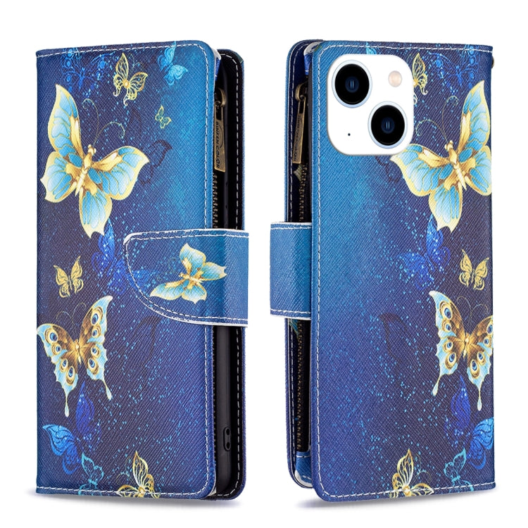 Colored Drawing Pattern Zipper Phone Leather Case, For iPhone 15 Pro Max, For iPhone 15 Pro