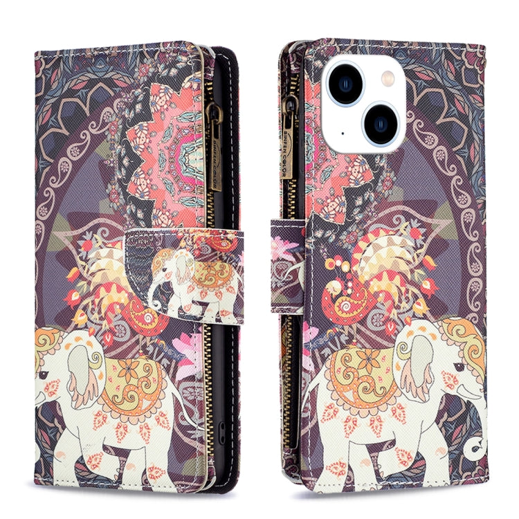 Colored Drawing Pattern Zipper Phone Leather Case, For iPhone 15 Pro Max, For iPhone 15 Pro