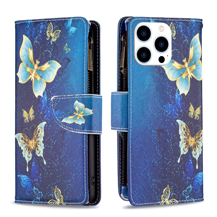 Colored Drawing Pattern Zipper Phone Leather Case, For iPhone 16 Pro Max, For iPhone 16 Pro