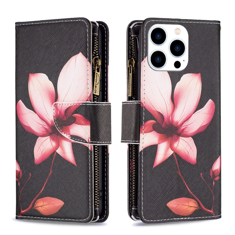 Colored Drawing Pattern Zipper Phone Leather Case, For iPhone 16 Pro Max, For iPhone 16 Pro