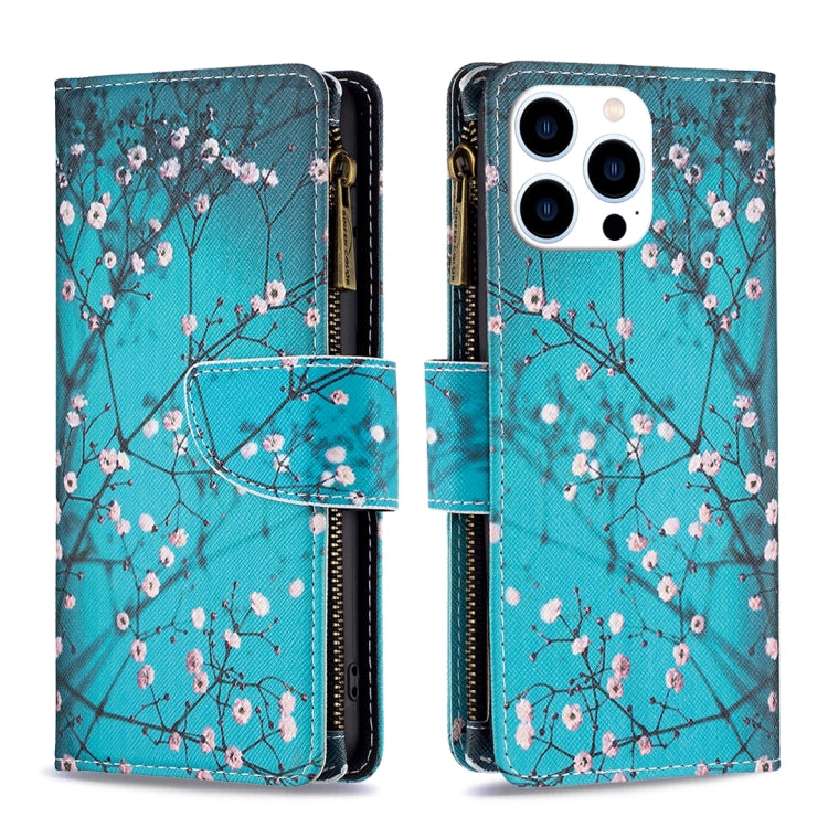 Colored Drawing Pattern Zipper Phone Leather Case, For iPhone 16 Pro Max, For iPhone 16 Pro