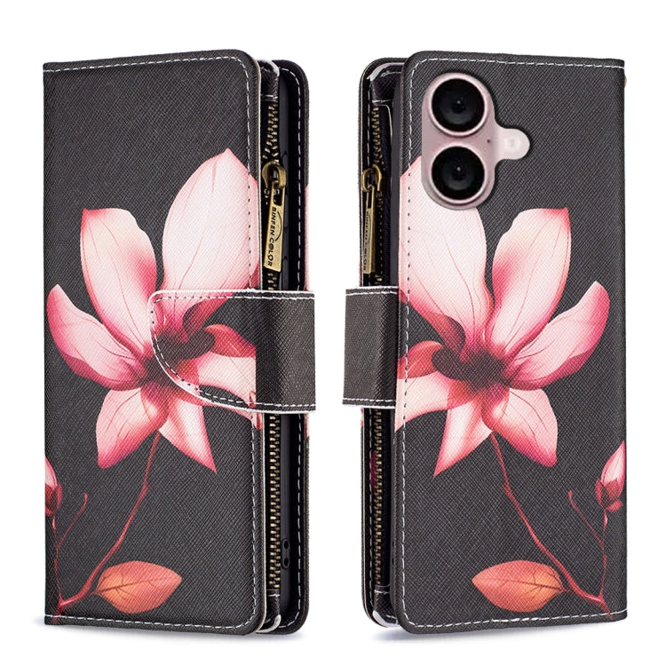 Colored Drawing Pattern Zipper Phone Leather Case, For iPhone 16 Pro Max, For iPhone 16 Pro