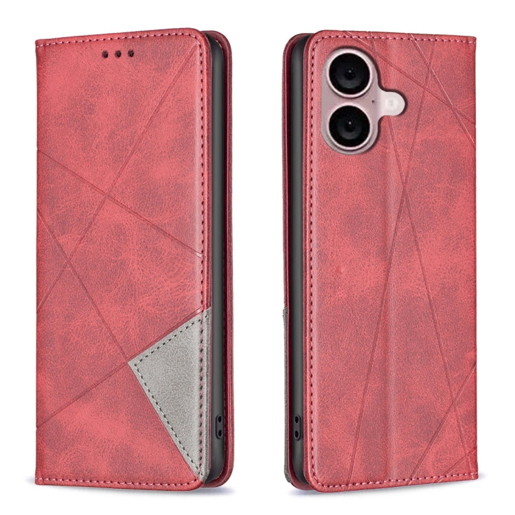 Rhombus Texture Magnetic Leather Phone Case, For iPhone 16 Pro Max, For iPhone 16 Pro, For iPhone 16 Plus, For iPhone 16