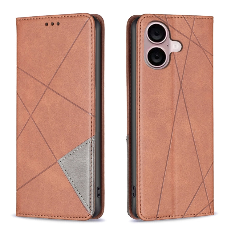 Rhombus Texture Magnetic Leather Phone Case, For iPhone 16 Pro Max, For iPhone 16 Pro, For iPhone 16 Plus, For iPhone 16