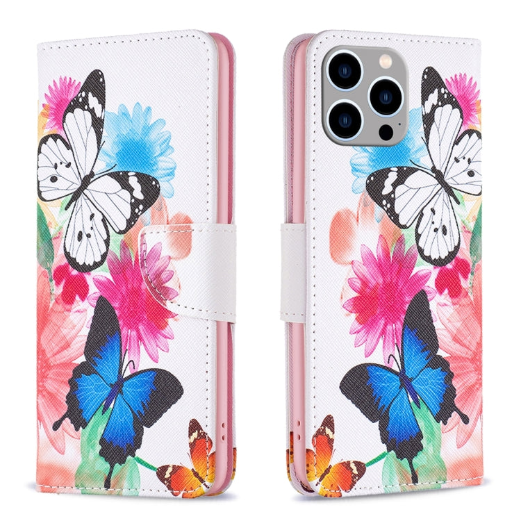 Colored Drawing Pattern Leather Phone Case, For iPhone 16 Plus, For iPhone 16