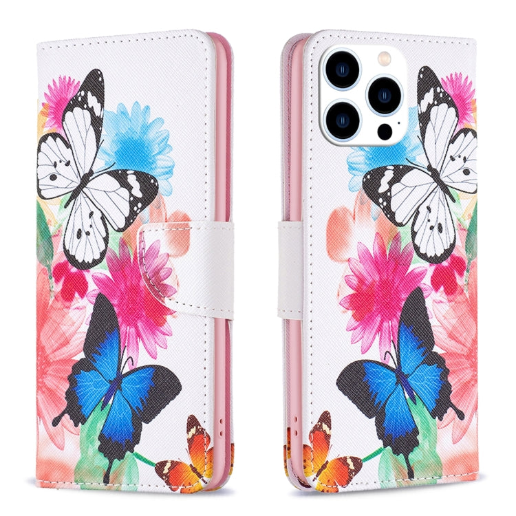 Colored Drawing Pattern Leather Phone Case, For iPhone 16 Plus, For iPhone 16