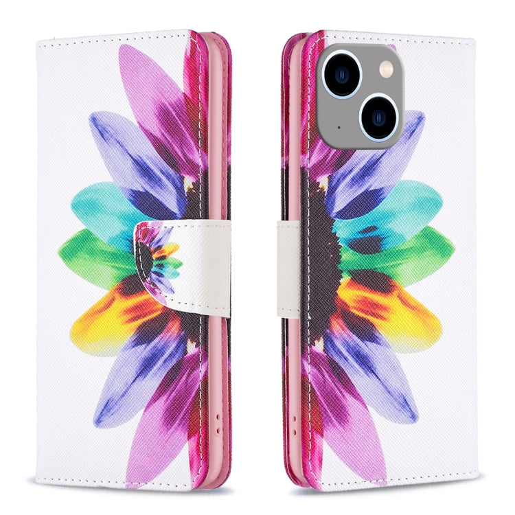 Colored Drawing Pattern Leather Phone Case, For iPhone 15 Pro Max, For iPhone 15 Pro