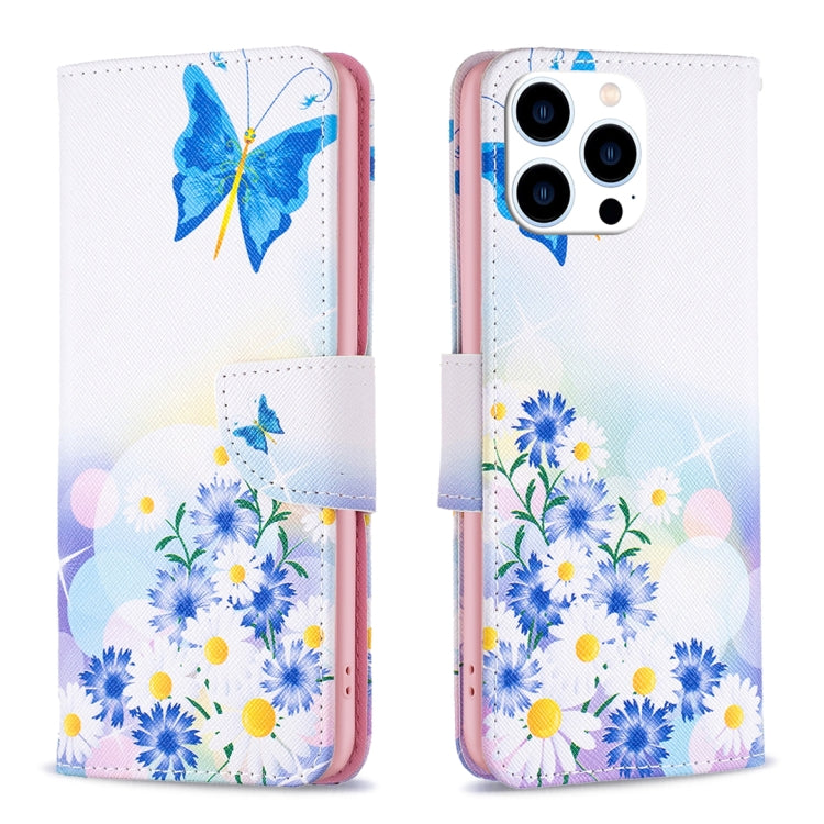 Colored Drawing Pattern Leather Phone Case, For iPhone 16 Pro Max, For iPhone 16 Pro