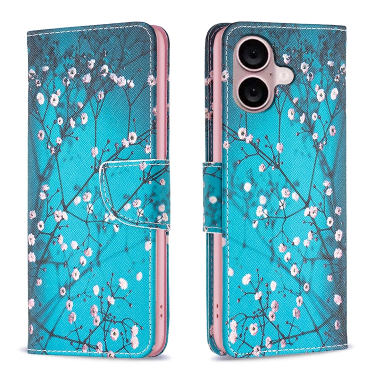 Colored Drawing Pattern Leather Phone Case, For iPhone 16 Pro Max, For iPhone 16 Pro