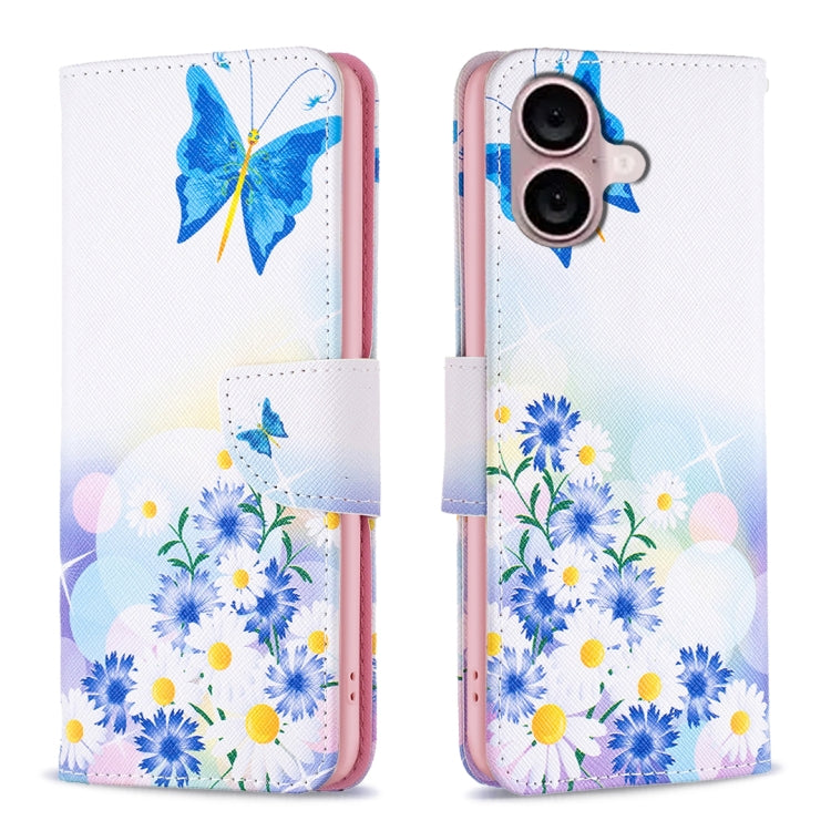 Colored Drawing Pattern Leather Phone Case, For iPhone 16 Pro Max, For iPhone 16 Pro