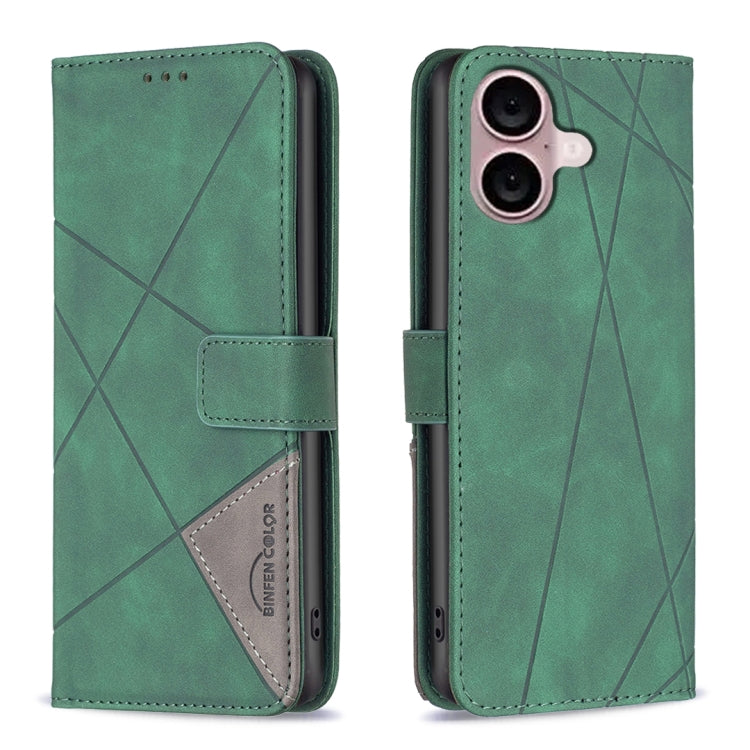 Magnetic Buckle Rhombus Texture Leather Phone Case, For iPhone 16 Pro Max, For iPhone 16 Pro, For iPhone 16 Plus, For iPhone 16