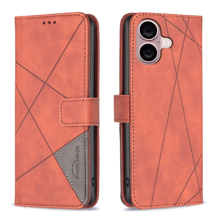 Magnetic Buckle Rhombus Texture Leather Phone Case, For iPhone 16 Pro Max, For iPhone 16 Pro, For iPhone 16 Plus, For iPhone 16