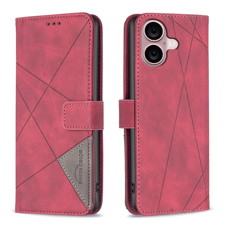 Magnetic Buckle Rhombus Texture Leather Phone Case, For iPhone 16 Pro Max, For iPhone 16 Pro, For iPhone 16 Plus, For iPhone 16