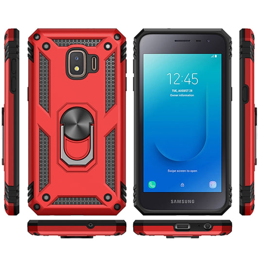 Protective Galaxy J2 Core M31 case dual-layer TPU PC construction side view