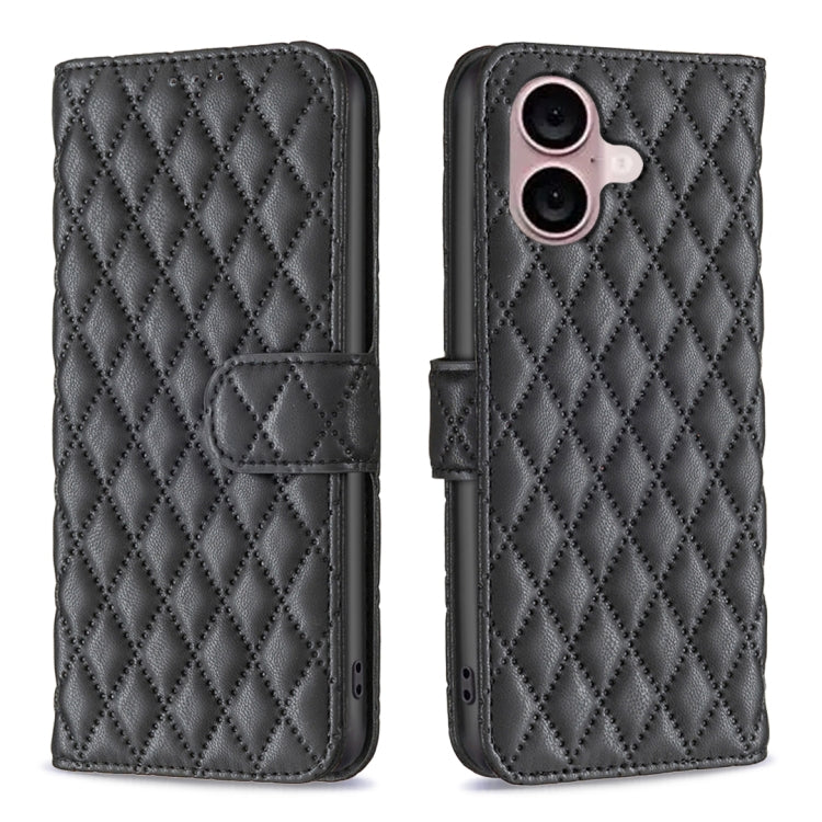 Diamond Lattice Wallet Flip Leather Phone Case, For iPhone 16 Pro Max, For iPhone 16 Pro, For iPhone 16 Plus, For iPhone 16