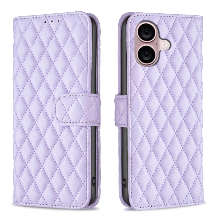 Diamond Lattice Wallet Flip Leather Phone Case, For iPhone 16 Pro Max, For iPhone 16 Pro, For iPhone 16 Plus, For iPhone 16