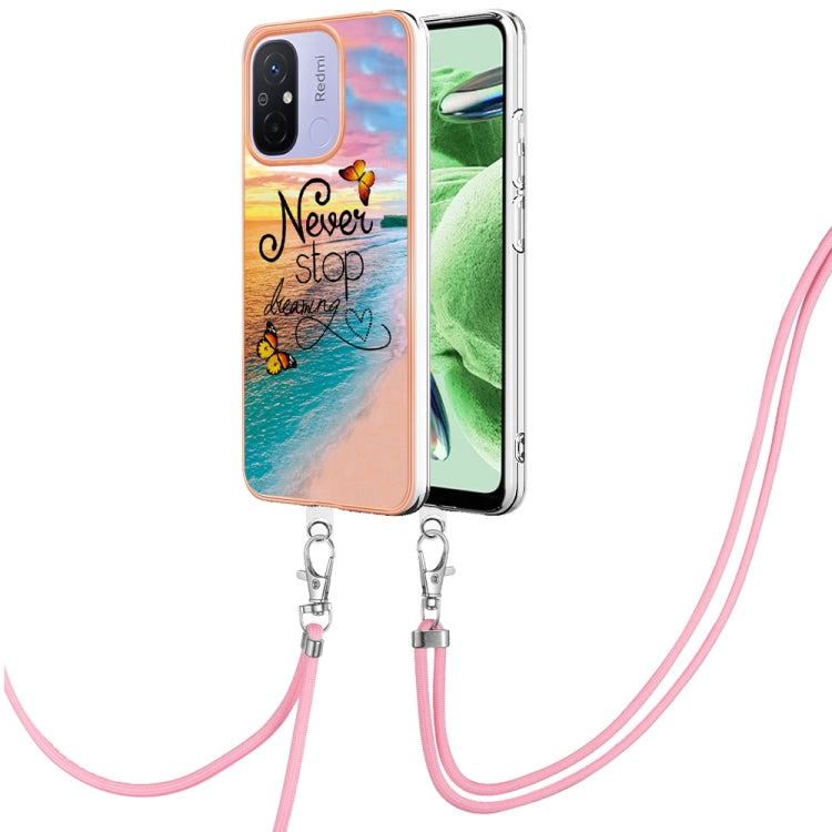 Electroplating IMD TPU Phone Case with Lanyard, For Xiaomi Redmi Note 12 Pro 5G Global, For Xiaomi Redmi Note 12 5G Global, For Xiaomi Redmi 12C/11A 4G Global, For Xiaomi 13 Lite 5G