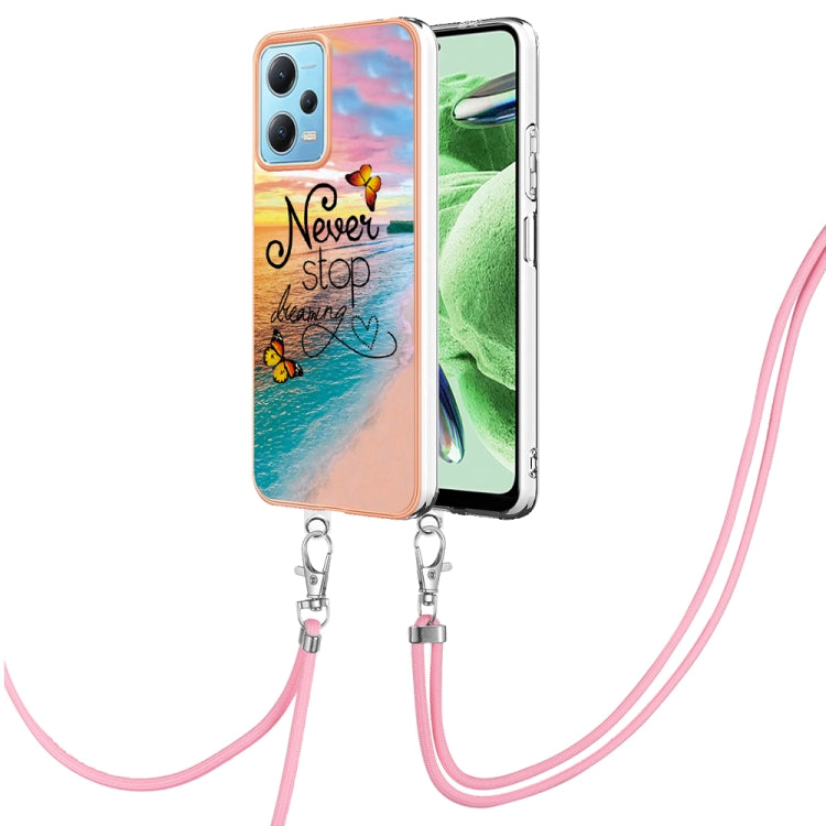 Electroplating IMD TPU Phone Case with Lanyard, For Xiaomi Redmi Note 12 Pro 5G Global, For Xiaomi Redmi Note 12 5G Global, For Xiaomi Redmi 12C/11A 4G Global, For Xiaomi 13 Lite 5G