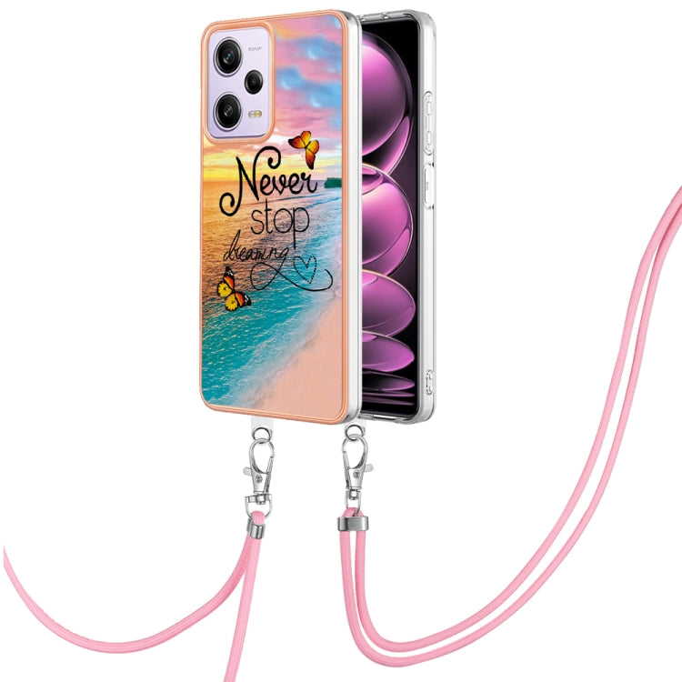 Electroplating IMD TPU Phone Case with Lanyard, For Xiaomi Redmi Note 12 Pro 5G Global, For Xiaomi Redmi Note 12 5G Global, For Xiaomi Redmi 12C/11A 4G Global, For Xiaomi 13 Lite 5G