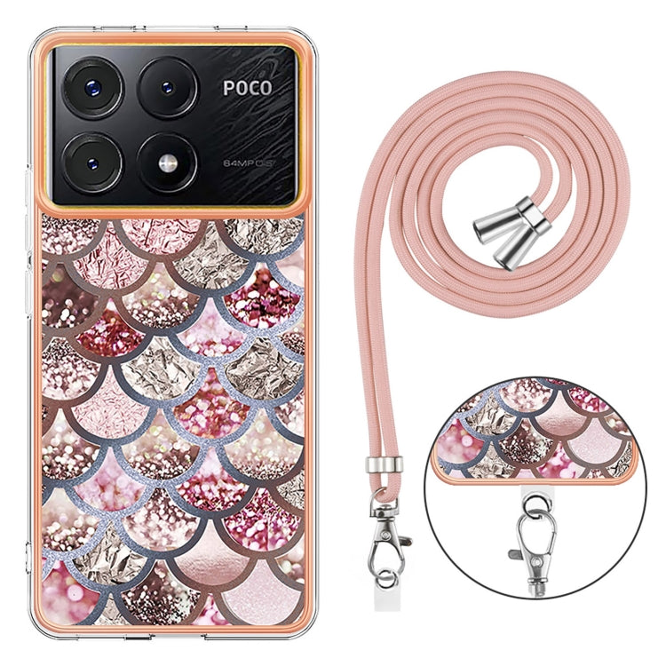 Electroplating IMD TPU Phone Case with Lanyard, For Xiaomi  Poco X6 Pro, For Xiaomi Redmi K70E, For Xiaomi Redmi Note 13 5G Global, For Xiaomi Redmi 13C 4G
