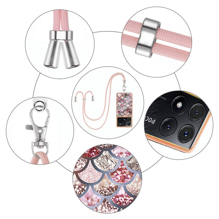 Electroplating IMD TPU Phone Case with Lanyard, For Xiaomi  Poco X6 Pro, For Xiaomi Redmi K70E, For Xiaomi Redmi Note 13 5G Global, For Xiaomi Redmi 13C 4G