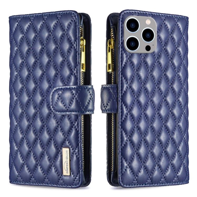 Diamond Lattice Zipper Wallet Leather Flip Phone Case, For iPhone 15 Pro Max, For iPhone 15 Pro, For iPhone 15 Plus, For iPhone 15
