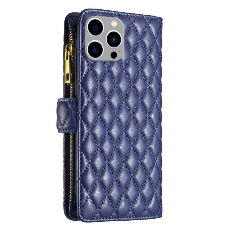 Diamond Lattice Zipper Wallet Leather Flip Phone Case, For iPhone 15 Pro Max, For iPhone 15 Pro, For iPhone 15 Plus, For iPhone 15