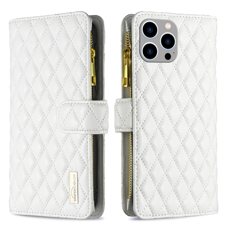 Diamond Lattice Zipper Wallet Leather Flip Phone Case, For iPhone 15 Pro Max, For iPhone 15 Pro, For iPhone 15 Plus, For iPhone 15