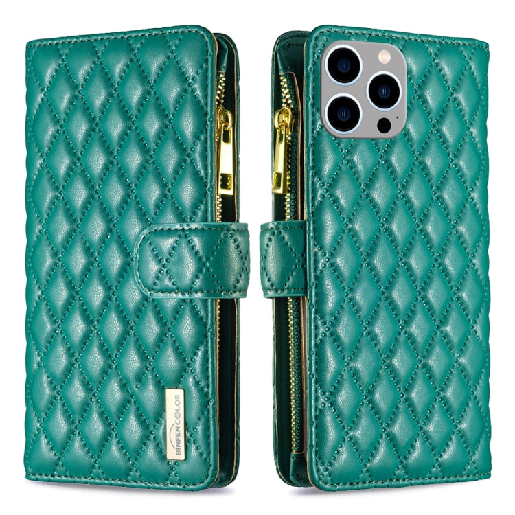 Diamond Lattice Zipper Wallet Leather Flip Phone Case, For iPhone 15 Pro Max, For iPhone 15 Pro, For iPhone 15 Plus, For iPhone 15