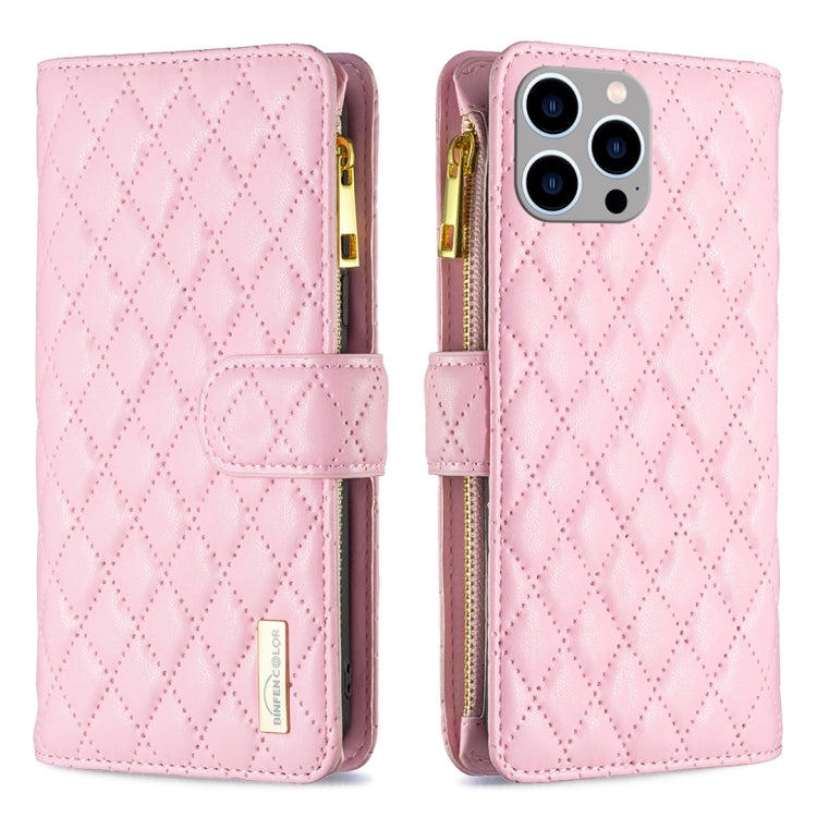 Diamond Lattice Zipper Wallet Leather Flip Phone Case, For iPhone 15 Pro Max, For iPhone 15 Pro, For iPhone 15 Plus, For iPhone 15