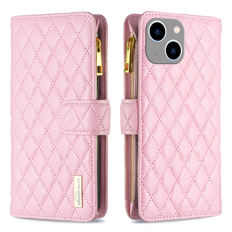 Diamond Lattice Zipper Wallet Leather Flip Phone Case, For iPhone 15 Pro Max, For iPhone 15 Pro, For iPhone 15 Plus, For iPhone 15