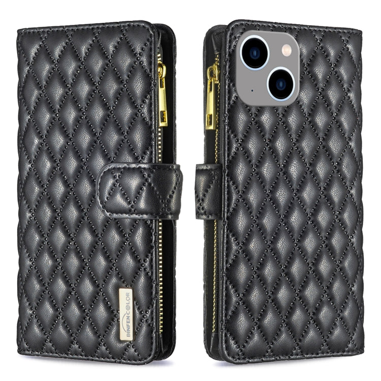 Diamond Lattice Zipper Wallet Leather Flip Phone Case, For iPhone 15 Pro Max, For iPhone 15 Pro, For iPhone 15 Plus, For iPhone 15