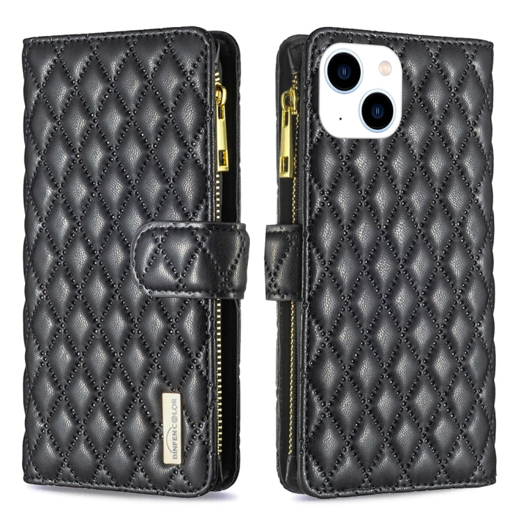 Diamond Lattice Zipper Wallet Leather Flip Phone Case, For iPhone 15 Pro Max, For iPhone 15 Pro, For iPhone 15 Plus, For iPhone 15