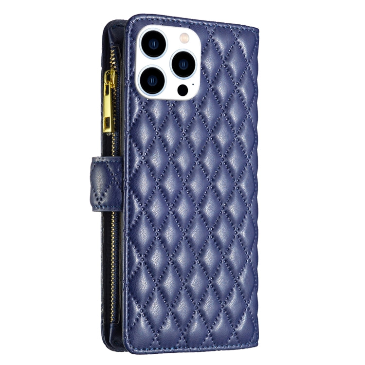 Diamond Lattice Zipper Wallet Leather Flip Phone Case, For iPhone 16 Pro Max, For iPhone 16 Pro, For iPhone 16 Plus, For iPhone 16