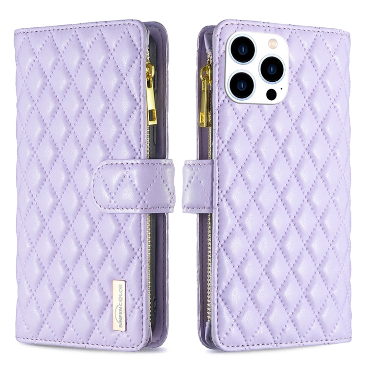 Diamond Lattice Zipper Wallet Leather Flip Phone Case, For iPhone 16 Pro Max, For iPhone 16 Pro, For iPhone 16 Plus, For iPhone 16