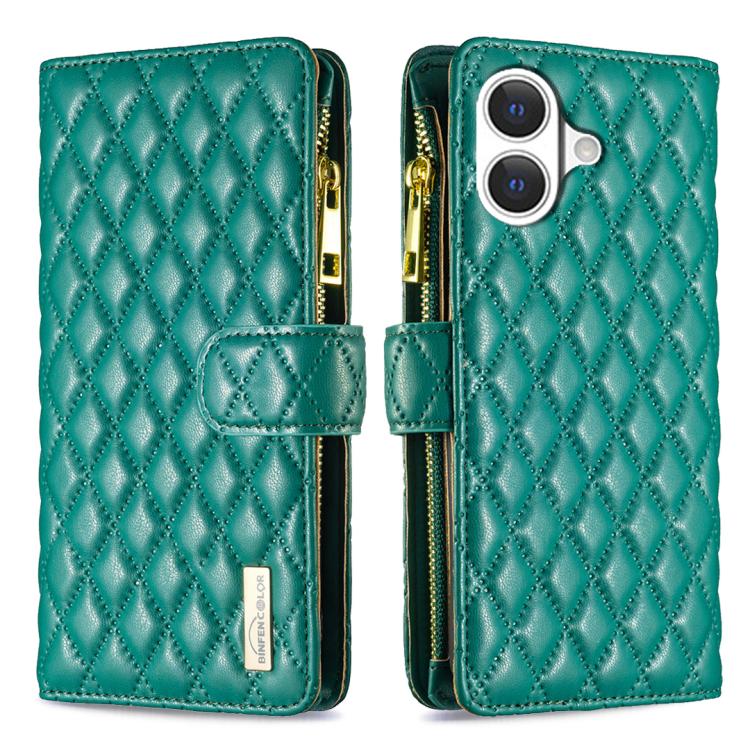 Diamond Lattice Zipper Wallet Leather Flip Phone Case, For iPhone 17 Pro Max, For iPhone 17 Pro, For iPhone 17, For iPhone 17 Air