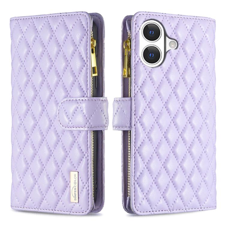 Diamond Lattice Zipper Wallet Leather Flip Phone Case, For iPhone 17 Pro Max, For iPhone 17 Pro, For iPhone 17, For iPhone 17 Air