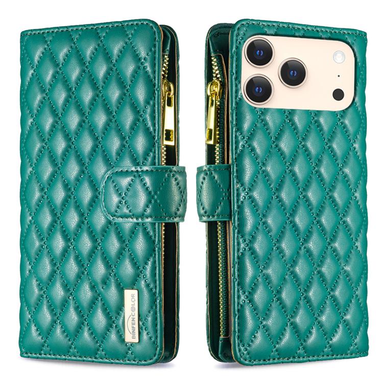 Diamond Lattice Zipper Wallet Leather Flip Phone Case, For iPhone 17 Pro Max, For iPhone 17 Pro, For iPhone 17, For iPhone 17 Air