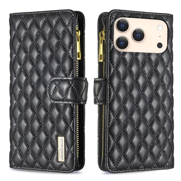 Diamond Lattice Zipper Wallet Leather Flip Phone Case, For iPhone 17 Pro Max, For iPhone 17 Pro, For iPhone 17, For iPhone 17 Air