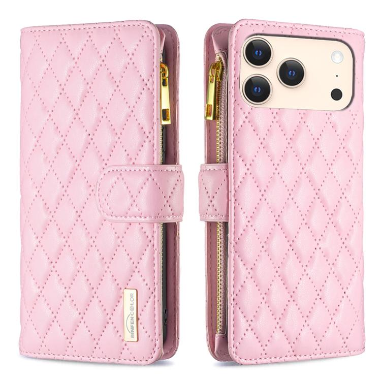 Diamond Lattice Zipper Wallet Leather Flip Phone Case, For iPhone 17 Pro Max, For iPhone 17 Pro, For iPhone 17, For iPhone 17 Air