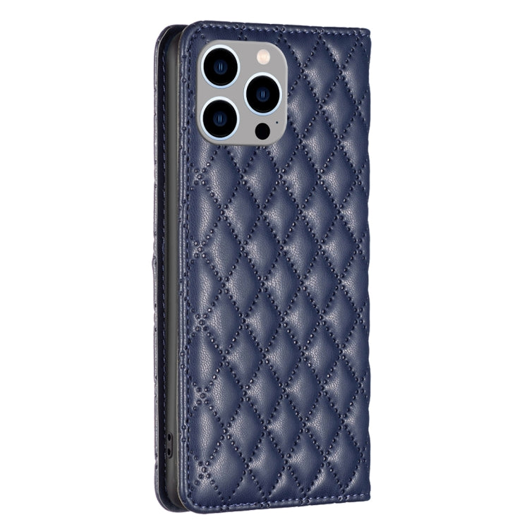 Diamond Lattice Magnetic Leather Flip Phone Case, For iPhone 15