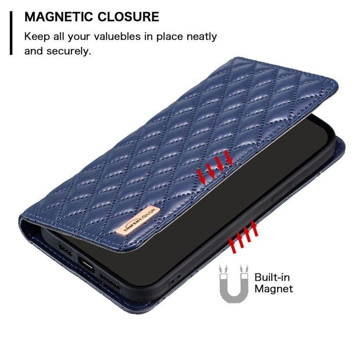 Diamond Lattice Magnetic Leather Flip Phone Case, For iPhone 15