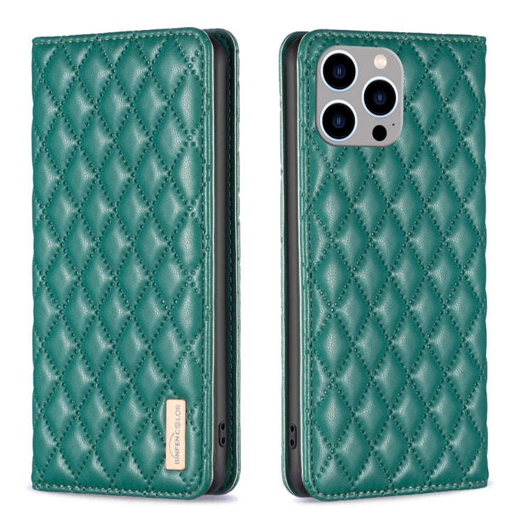 Diamond Lattice Magnetic Leather Flip Phone Case, For iPhone 15