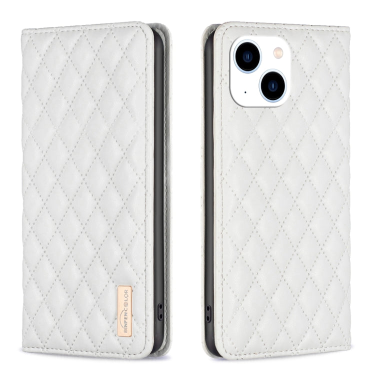 Diamond Lattice Magnetic Leather Flip Phone Case, For iPhone 15