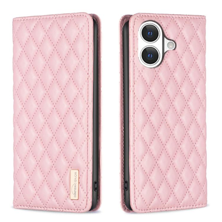 Diamond Lattice Magnetic Leather Flip Phone Case, For iPhone 16 Pro Max, For iPhone 16 Pro, For iPhone 16 Plus, For iPhone 16